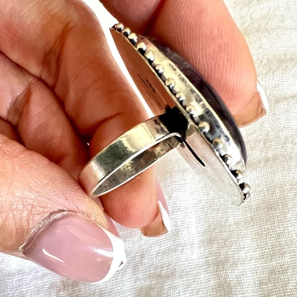 925 Crown Chakra Subtle Chevron Amethyst Ring 6.5 - Picture 5 of 8